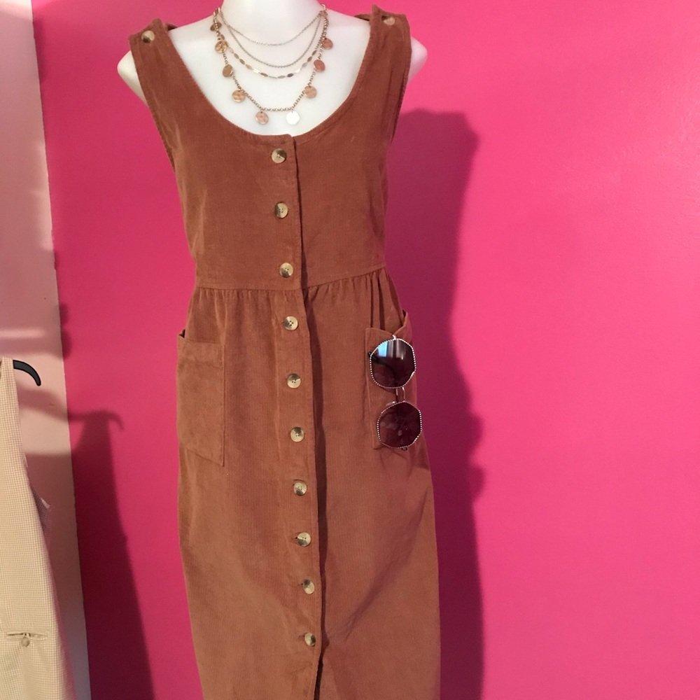 Brown overall vintage dress